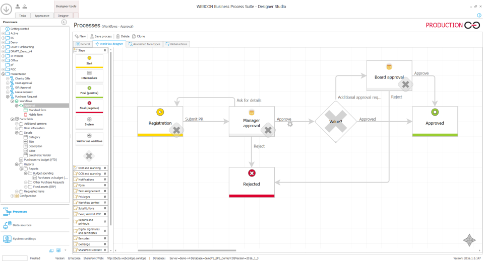 screenshot of WEBCON Business Process Suite